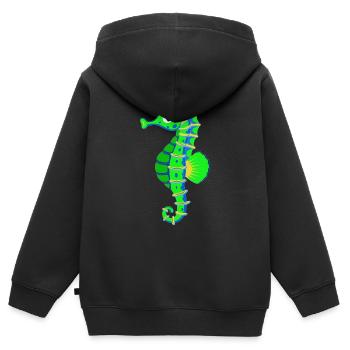 Buntes Seepferdchen Meeresbewohner Meerestier Riff - Kinder Premium Organic Zip Hoodie - Schwarz - Hinten - AI Model Kid Male (0cm)