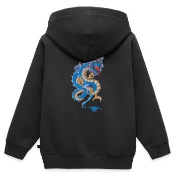Blauer Drache asiatisch - Kinder Premium Organic Zip Hoodie - Schwarz - Hinten - AI Model Kid Male (0cm)