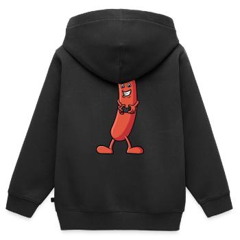 Eine Wurst die zockt - Kinder Premium Organic Zip Hoodie - Schwarz - Hinten - AI Model Kid Male (0cm)