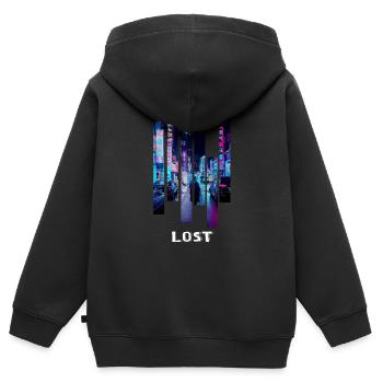 Vaporwave 90s Ästhetik Tokio - Kinder Premium Organic Zip Hoodie - Schwarz - Hinten - AI Model Kid Male (0cm)