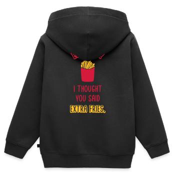 Exercice Extra Fries Citation - Sweat Premium à capuche zippé enfant bio - noir - Dos - AI Model Kid Male (0cm)