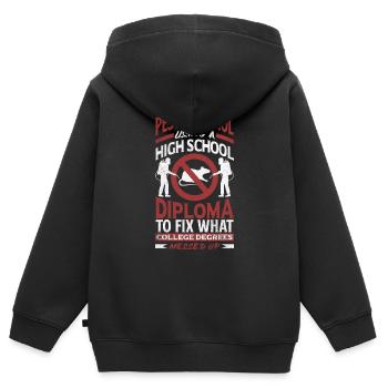 Pest Control Technician Exterminator Funny Quote - Kinder Premium Organic Zip Hoodie - Schwarz - Hinten - AI Model Kid Male (0cm)