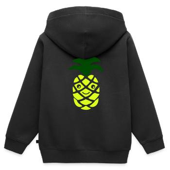 Ananas - Sweat Premium à capuche zippé enfant bio - noir - Dos - AI Model Kid Male (0cm)