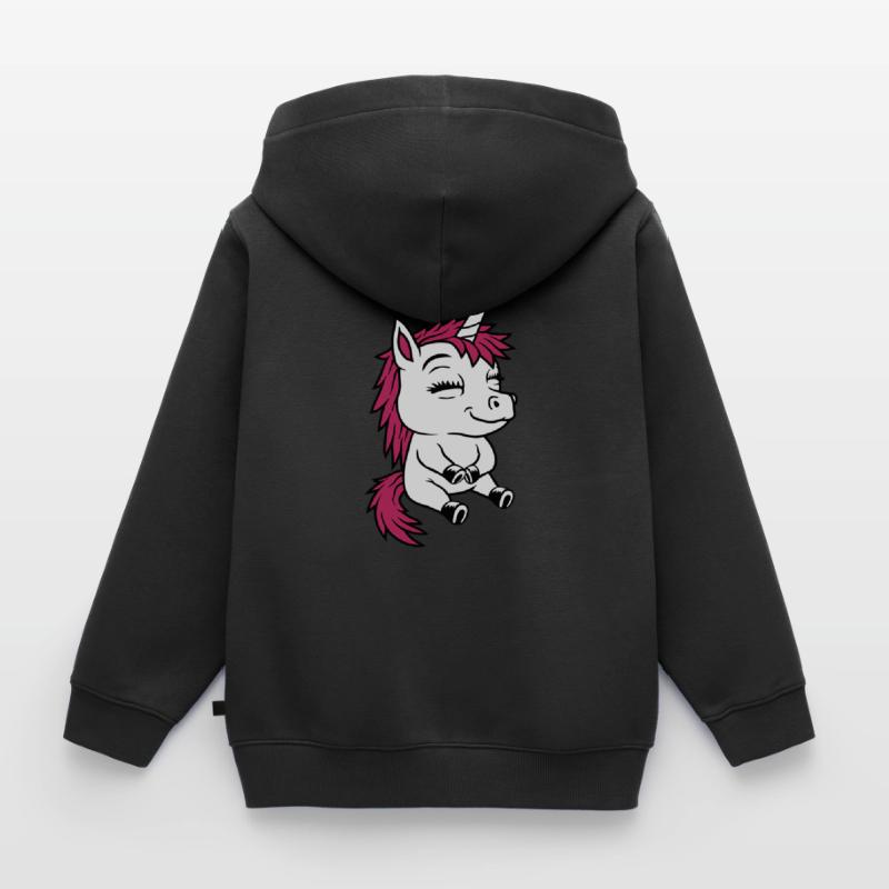 Sitzendes kleines Comic Einhorn Kinder Premium Organic Zip Hoodie