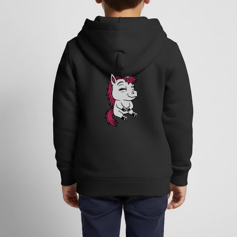 Sitzendes kleines Comic Einhorn Kinder Premium Organic Zip Hoodie