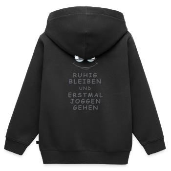 Joggen gehen - Kinder Premium Organic Zip Hoodie - Schwarz - Hinten - AI Model Kid Male (0cm)