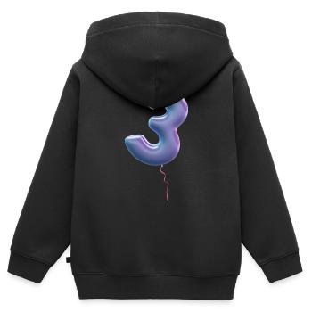 Zahl 3 als Ballon: Geburtstag, Jahrestag, Sieger - Kinder Premium Organic Zip Hoodie - Schwarz - Hinten - AI Model Kid Male (0cm)