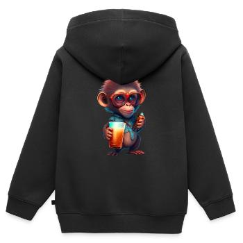 Monkeywithadrink - Kinder Premium Organic Zip Hoodie - Schwarz - Hinten - AI Model Kid Male (0cm)