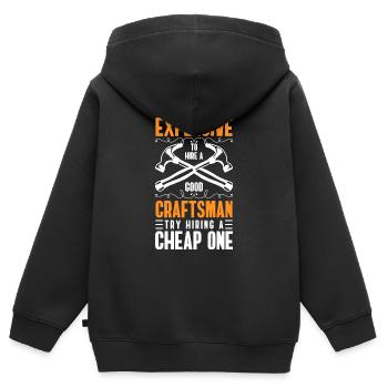 Werkzeug Werkstatt Baumeister - Kinder Premium Organic Zip Hoodie - Schwarz - Hinten - AI Model Kid Male (0cm)