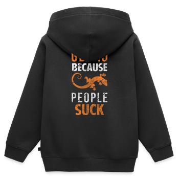 Geckos Echse Terrarium Süß - Kinder Premium Organic Zip Hoodie - Schwarz - Hinten - AI Model Kid Male (0cm)