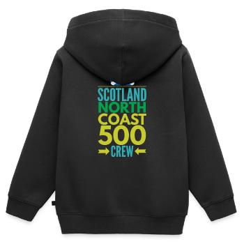 north coast 500 crew - Kids Premium Organic Zip-up Hoodie - black - Back - AI Model Kid Male (0cm)