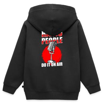 Moderator Ansager Hobby Retro - Kinder Premium Organic Zip Hoodie - Schwarz - Hinten - AI Model Kid Male (0cm)