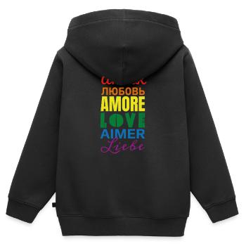 Liebe - Kinder Premium Organic Zip Hoodie - Schwarz - Hinten - AI Model Kid Male (0cm)