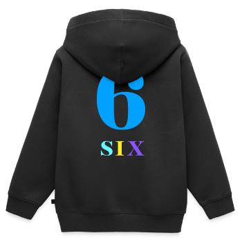 Sechs-6-jähriges Jubiläum - Kinder Premium Organic Zip Hoodie - Schwarz - Hinten - AI Model Kid Male (0cm)
