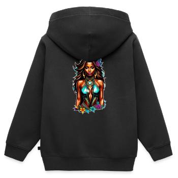 Afro Frau - Schönheit - Kinder Premium Organic Zip Hoodie - Schwarz - Hinten - AI Model Kid Male (0cm)