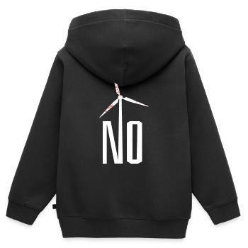 NON! Éolienne non merci - danger pour les oiseaux - Sweat Premium à capuche zippé enfant bio - noir - Dos - AI Model Kid Male (0cm)