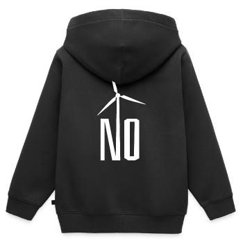 NON! Éolienne non merci - danger pour les oiseaux - Sweat Premium à capuche zippé enfant bio - noir - Dos - AI Model Kid Male (0cm)
