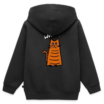 What? Katzenfrage - Kinder Premium Organic Zip Hoodie - Schwarz - Hinten - AI Model Kid Male (0cm)