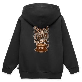 süßer Duft von Kaffee am Morgen - Kinder Premium Organic Zip Hoodie - Schwarz - Hinten - AI Model Kid Male (0cm)