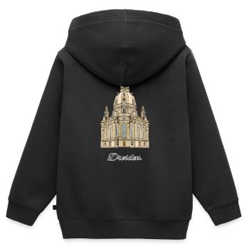 Frauenkirche // Dresden // Illustration - Kinder Premium Organic Zip Hoodie - Schwarz - Hinten - AI Model Kid Male (0cm)