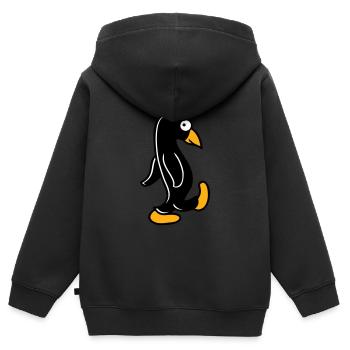 Pinguin läuft ulkig dumm guckt lustig doof albern - Kinder Premium Organic Zip Hoodie - Schwarz - Hinten - AI Model Kid Male (0cm)