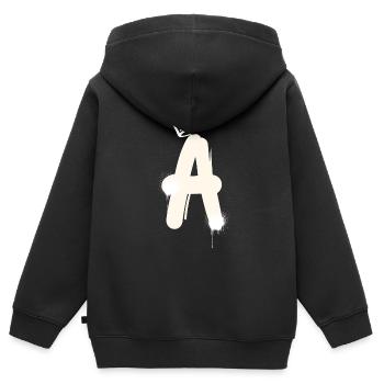 A - Sweat Premium à capuche zippé enfant bio - noir - Dos - AI Model Kid Male (0cm)