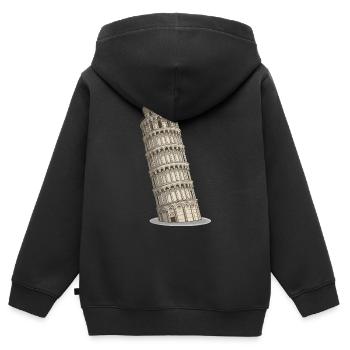 Tour de Pise - Sweat Premium à capuche zippé enfant bio - noir - Dos - AI Model Kid Male (0cm)
