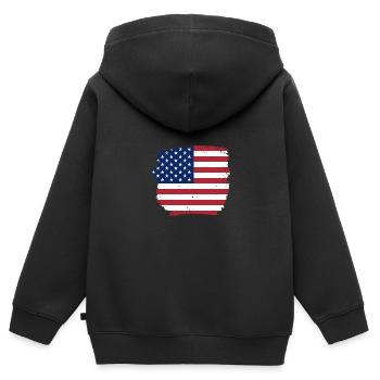 USA Amerika - Kinder Premium Organic Zip Hoodie - Schwarz - Hinten - AI Model Kid Male (0cm)