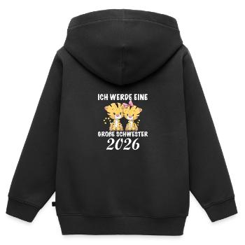 Ich Werde Eine Große Schwester 2026 - Kinder Premium Organic Zip Hoodie - Schwarz - Hinten - AI Model Kid Male (0cm)