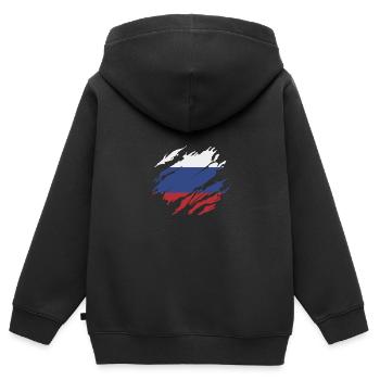 russe d’origine - Sweat Premium à capuche zippé enfant bio - noir - Dos - AI Model Kid Male (0cm)