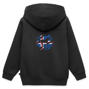 Islandais - Sweat Premium à capuche zippé enfant bio - noir - Dos - AI Model Kid Male (0cm)
