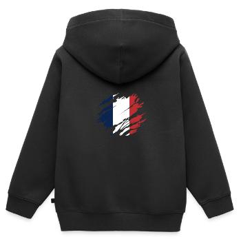 Drapeau de la France - Sweat Premium à capuche zippé enfant bio - noir - Dos - AI Model Kid Male (0cm)