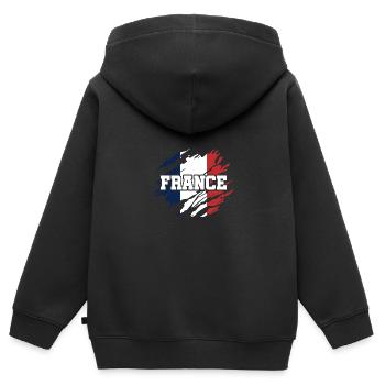 France - Sweat Premium à capuche zippé enfant bio - noir - Dos - AI Model Kid Male (0cm)