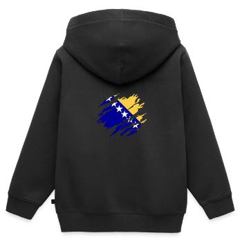 Flagge Bosnien bosnisches - Kinder Premium Organic Zip Hoodie - Schwarz - Hinten - AI Model Kid Male (0cm)
