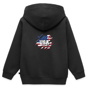 Amerika Patriot - Kinder Premium Organic Zip Hoodie - Schwarz - Hinten - AI Model Kid Male (0cm)