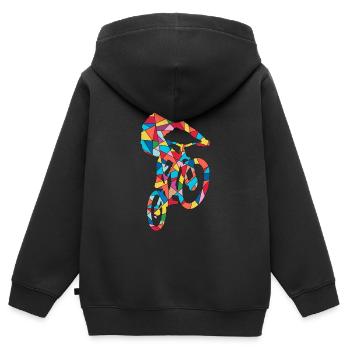 VTT VTT Garçons Hommes VTT - Sweat Premium à capuche zippé enfant bio - noir - Dos - AI Model Kid Male (0cm)