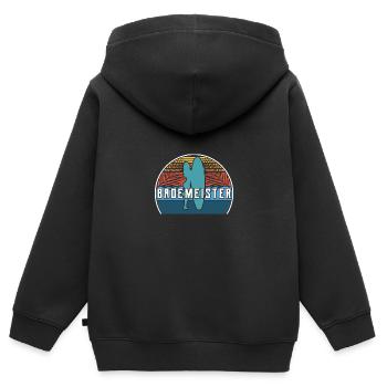 bademeister - Kinder Premium Organic Zip Hoodie - Schwarz - Hinten - AI Model Kid Male (0cm)