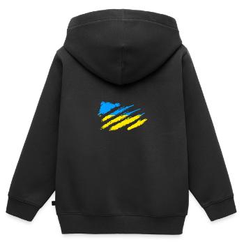 Paix en Ukraine - Sweat Premium à capuche zippé enfant bio - noir - Dos - AI Model Kid Male (0cm)