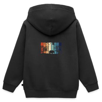 russe d’origine - Sweat Premium à capuche zippé enfant bio - noir - Dos - AI Model Kid Male (0cm)