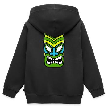 Masque Tiki Hawaii - Sweat Premium à capuche zippé enfant bio - noir - Dos - AI Model Kid Male (0cm)
