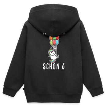 Ich bin schon 6 Einhorn - Kinder Premium Organic Zip Hoodie - Schwarz - Hinten - AI Model Kid Male (0cm)