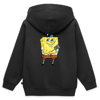 SpongeBob Schwammkopf Burger Braten - Kinder Premium Organic Zip Hoodie - Schwarz - Hinten - AI Model Kid Male (0cm)