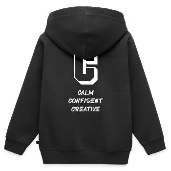 Letter & Characters (C) - Kids Premium Organic Zip-up Hoodie - black - Back - AI Model Kid Male (0cm)