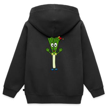 Poireaux comme Helauch - Sweat Premium à capuche zippé enfant bio - noir - Dos - AI Model Kid Male (0cm)