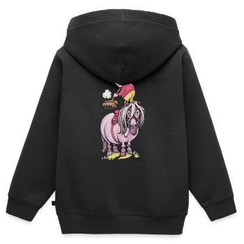 Thelwell Rider Cleaning Their Horse - Kids Premium Organic Zip-up Hoodie - black - Back - AI Model Kid Male (0cm)
