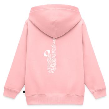 Saxophone - Sweat Premium à capuche zippé enfant bio - rose - Dos - AI Model Kid Female (0cm)