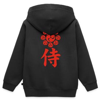 Emblème samouraï du clan Uesugi (rouge) - Sweat Premium à capuche zippé enfant bio - noir - Dos - AI Model Kid Male (0cm)