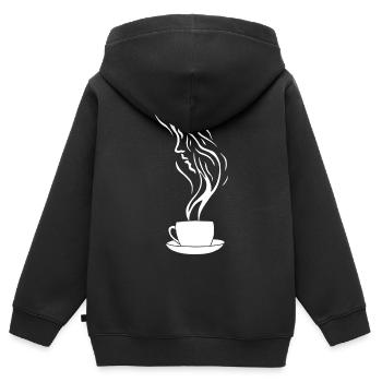 Kaffee und das menschliche Gesicht - Kinder Premium Organic Zip Hoodie - Schwarz - Hinten - AI Model Kid Male (0cm)