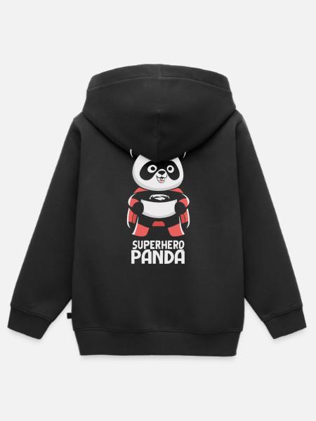 Superhelden Panda - Kinder Premium Organic Zip Hoodie - Schwarz
