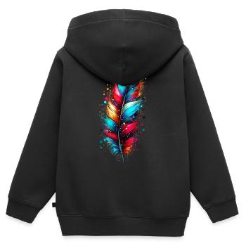 Feder - Kinder Premium Organic Zip Hoodie - Schwarz - Hinten - AI Model Kid Male (0cm)